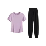 Розовый Фиолетовый Двухкомпонентный Комплект (Черные Штаны)