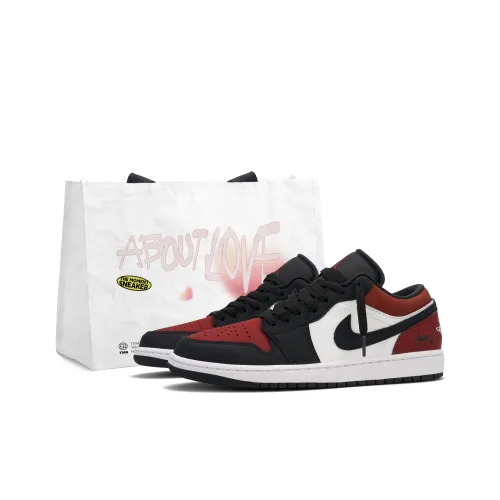 Jordan Air Jordan 1 Темно-красный Mary Low Топ Винтажные баскетбольные кроссовки Мужской Черно-красный