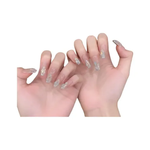 CUCX Handcrafted False Nail Ювелирные украшения Декор для ногтей MID Длина (размер в длину) Короткий LADDER Зеленый Smudge