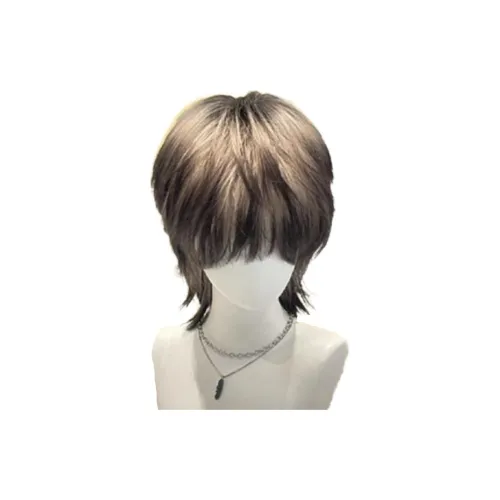 LIANXIANGKE Мужской Золотой Градиентный Волк Ласточкин хвост Мужской Короткие волосы Натуральный Искусственные волосы Полная Голова Перука Высокая Температура Пряжа