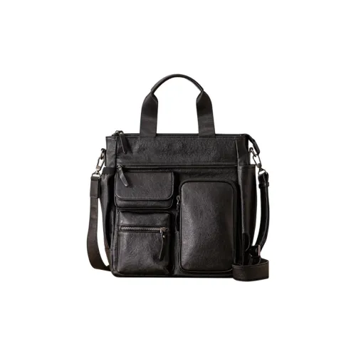 HOUBU Сумка из натуральной коровьей кожи стандартная мужская черная