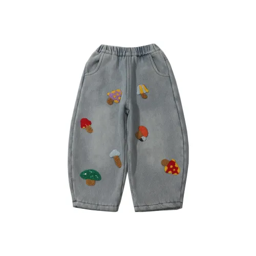SHIBU Shounan C291 Многоцветный Гриб Вышивка С флисовой подкладкой Джинсы Цвет изображения Пре-Школа Джинсы