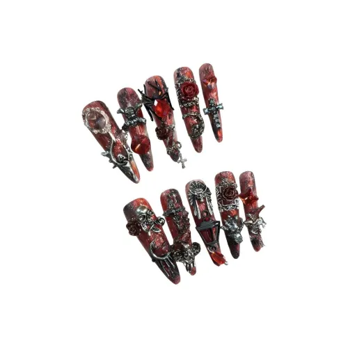 JIXUAN Премиум Тяжелый Темный Черный Индивидуальный Нишевый стиль False Nail Длинный Черный Смузи Coquette