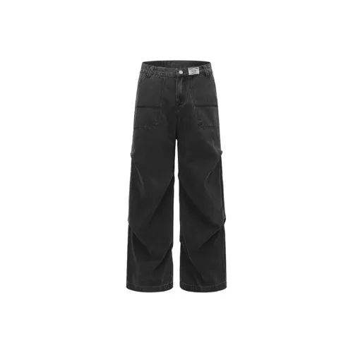 W7H1 Черная ткань ярлык версия унисекс джинсы