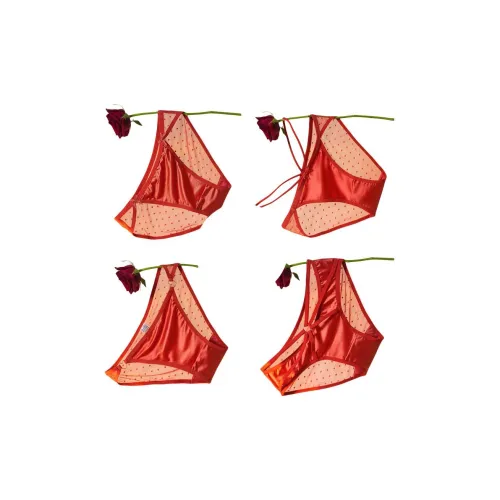 QINGYING [4 пачки] 135 Красный + 136 Красный + 137 Красный + 138 Красный Женские трусы-бикини