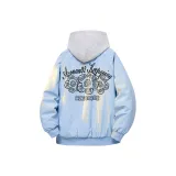 Светло-синий хлопковый пуховик (в комплекте с высококачественным белым и серым свитшотом с фотокемией)