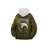 Армейский зеленый хлопковый пуховик (в комплекте с высококачественным белым и серым свитшотом с фотокемией)