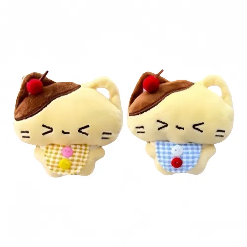 MENGXIAOZAI Супер милый Желтый Вишня Пудинг Котенок Украшение Плюшевый Брелок 10 см Длина Тела
