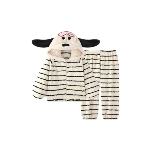QIAOYUN Полосатый Собака Женские Пижамные комплекты