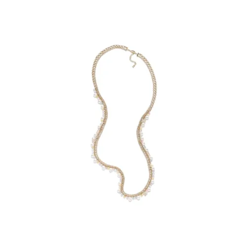 CHANEL Металлические ожерелья Женские Золото Перламутрово-белый Кристалл