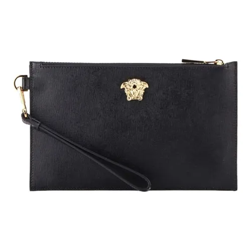 VERSACE Кожа Запястье Сумка Клатч Маленький Мужской Черный