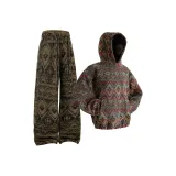 Красный, зеленый, утолщенный и с флисовой подкладкой свитшот + черный и зеленый повседневные штаны