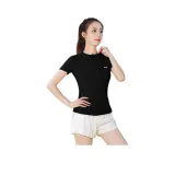 Чёрный комплект из двух частей с короткими рукавами (белые брюки)