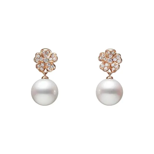 MIKIMOTO Akoya Жемчужные Серьги Женские Розовое Золото