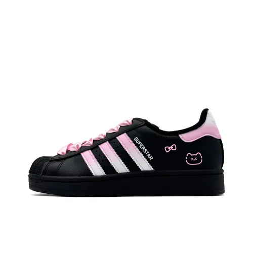 Adidas Originals Superstar 2 Slip Resistant Abrasion Resistant Низкий Топ Детские Скейтбординги Черный Розовый Подростки