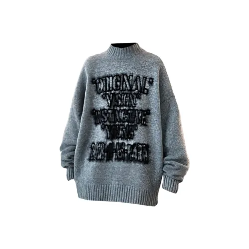 SNEIKLAU Серый [Жаккард Буква Норковый мех] Унисекс Трикотаж