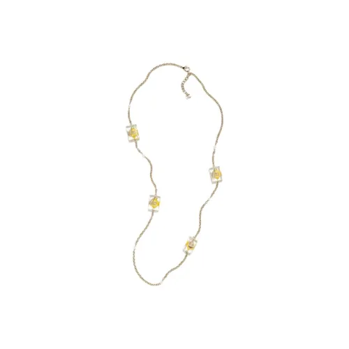 CHANEL Металлические ожерелья Женские Золото Прозрачный Жемчужный Желтый Белый