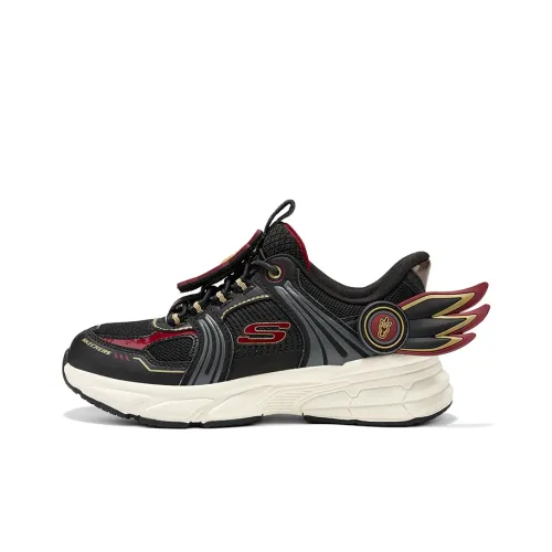 Skechers Противоскользящие Анти-KICK Устойчивые к износу Легкие Амортизирующие Низкие Топы Детские Беговые Кроссовки