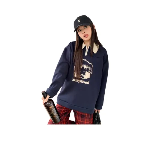 GEZITAI Темно-синий синий женский свитшот