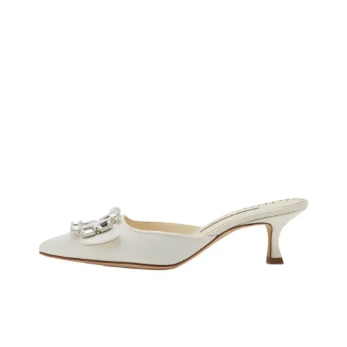 MANOLO BLAHNIK Домашние тапочки 5 см Женские Крем