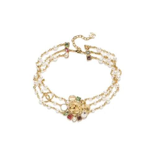 CHANEL Металлические ожерелья Женские Золото Кристалл