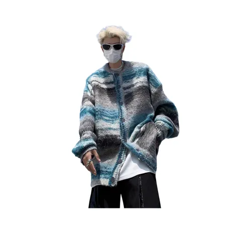 YIWANSHIDUO Серый Синий [Элегантный Универсальный Стиль] Унисекс Трикотаж