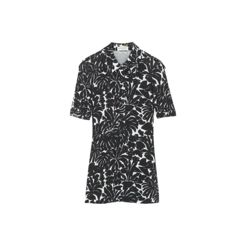 SAINT LAURENT SS24 Короткое платье с короткими рукавами женское черное