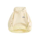 [Флисовая подкладка, термический] Светлый бежевый (Синий логотип настроения на груди)