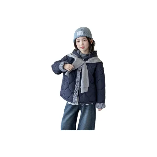 LANCAIHE Темно-синий Хлопковый пуховик с шарфом KIDS Утеплённые куртки