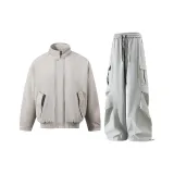 Хаки пальто + светло-серые штаны с флисовой подкладкой