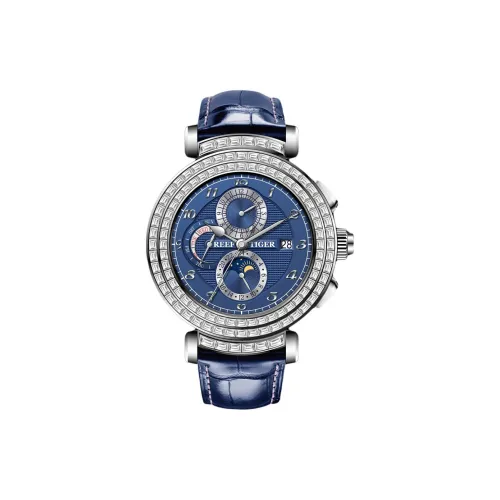 REEF TIGER Artist Series Автоматический Механический Механизм Часы из Натуральной Кожи Ремешок Мужские Часы