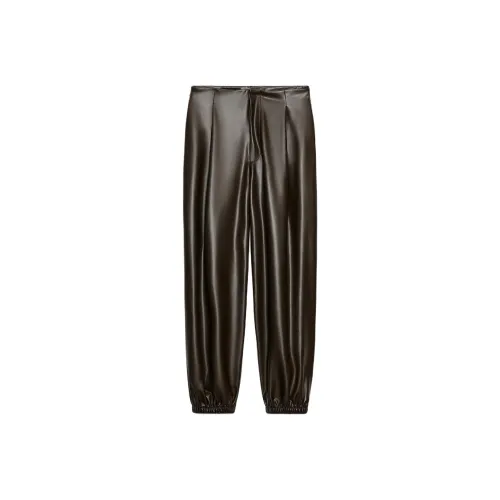 ZARA Collaboration Коричневые Женские Кожаные Штаны