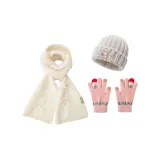 Кремовый белый + бежевый шапки и кепки + розовый перчатка