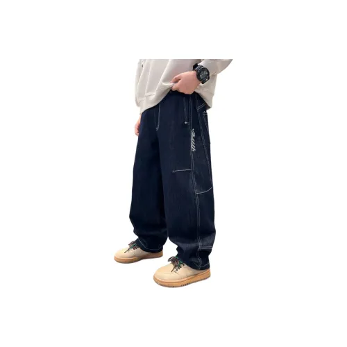 The panda is round Черный золотой Синий KIDS Джинсы