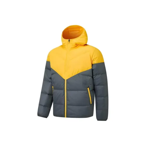 XTEP Золотистая Коллаборация с Tangerine Желтый Киноварно-серый Мужские Пуховики