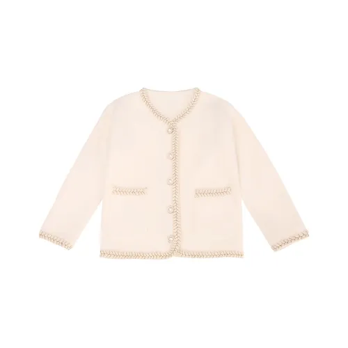 RHOBESAM Loba 1579 Chanel Inspired Свитер Пальто Бежевый Норка Кардиган Детские Свитера