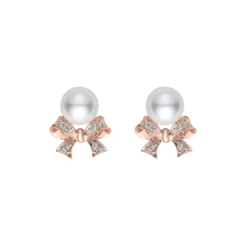 MIKIMOTO 18К Розовое Золото Серьги Женские Розовые
