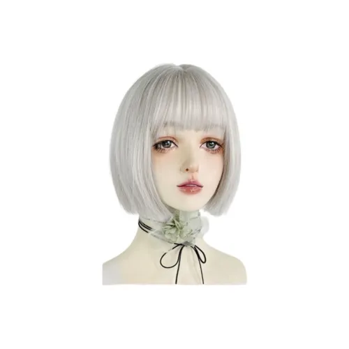 YOSEE Grandma Серый Перук Женская прямая челка BOB