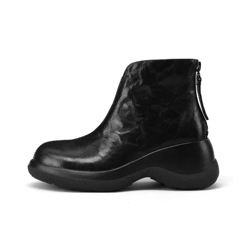 GOLDLION Утепленные ботинки ботильоны 6,5 см женские черные