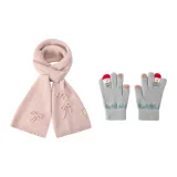 Gray Перчатка + Розовый Шарф с Бабочкой