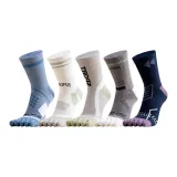 [Профессиональный Спортивный·Палец Компрессия] 5 пар - Синий + Белый + Светло-серый + Темно-серый + Темно-синий