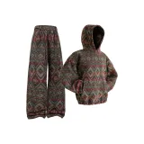 Красный зеленый утолщенный и с флисовой подкладкой свитшот + красные зеленые повседневные штаны