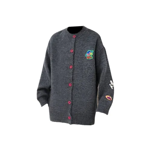 SNEIKLAU Темно-серый [Мультяшная вышивка вереск флис] Унисекс Трикотаж