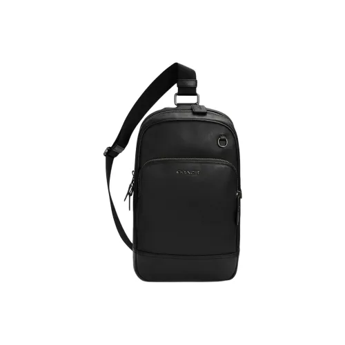 COACH Гладкая телячья кожа сумка на талию сумка через плечо маленькая мужская черная