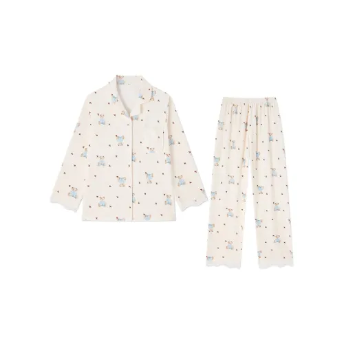 WANANNI Бежевый Абрикос Женские Пижамные Комплекты