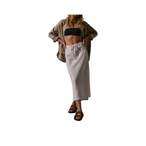 JAMES PERSE Юбка из льна High Low Повседневная Длинная Юбка Женская