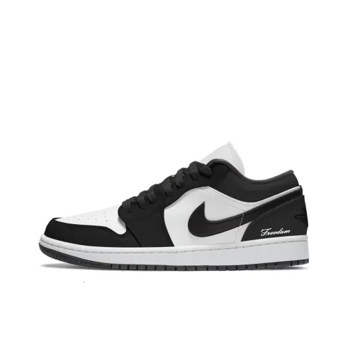 Jordan Air Jordan 1 Панда Slip-resistant Abrasion-resistant Low Top Детские Баскетбольные кроссовки Черный Белый