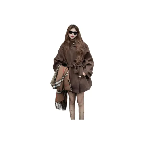 Langqing Кофе Бесплатная доставка On Бренд Наклеенный Женские Пальто