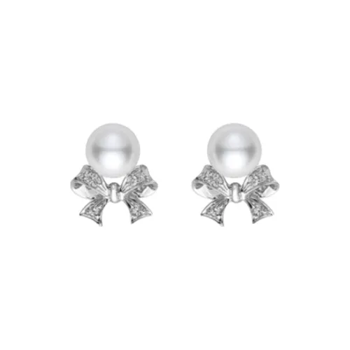 MIKIMOTO 18K Белое золото Серьги Женское серебро