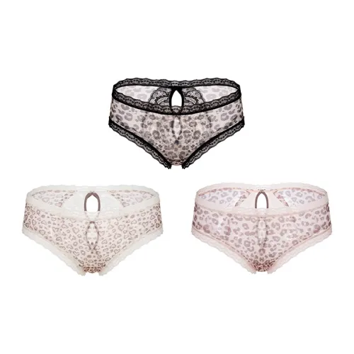 QINGYING Черный+Кремовый Кожа+Розовый Женские Трусики-Бикини